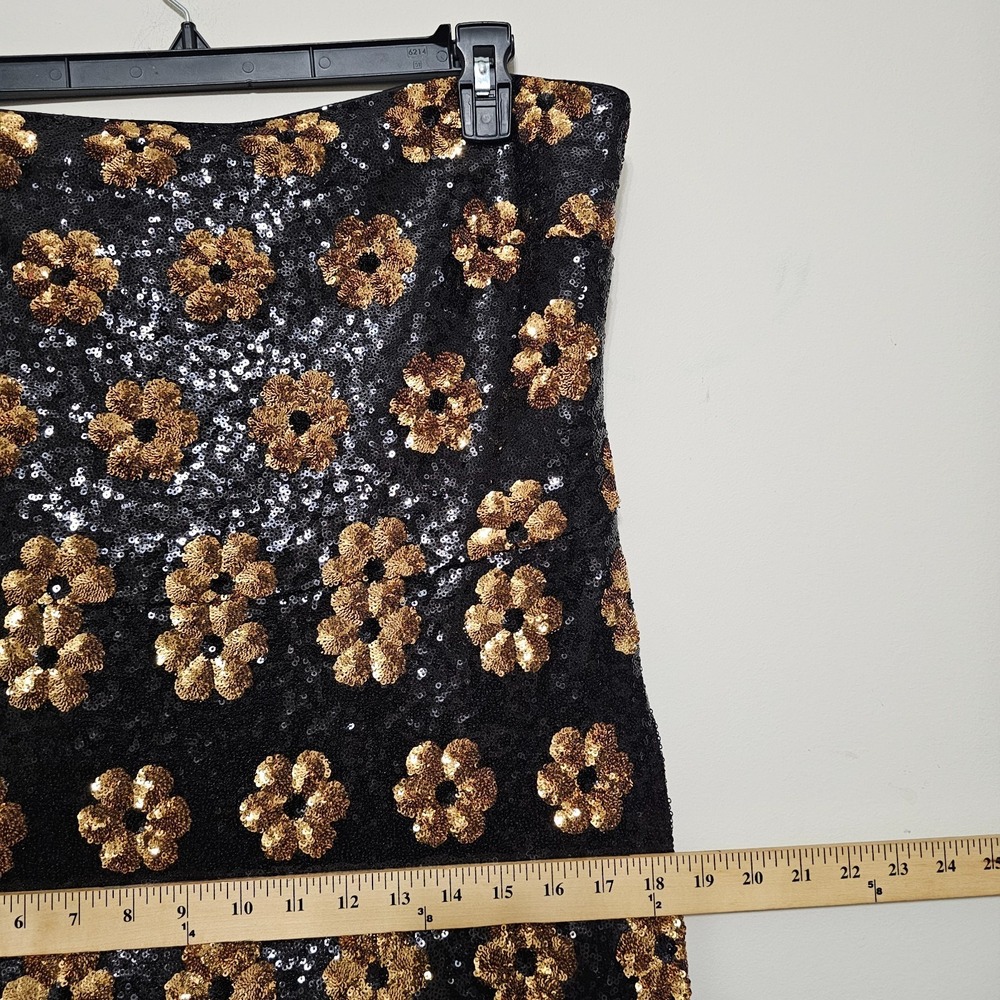 Alex Marie Dress 18 Black Gold Strapless Midi Sleeveless Sequin Embroidery 1061 - Picture 5 of 12